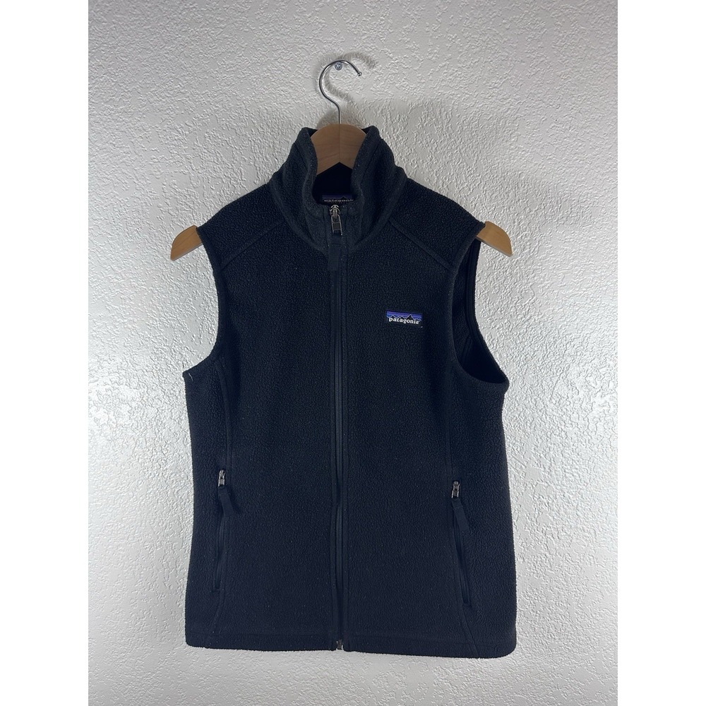 Patagonia Synchilla Fleece Vest Womens Black Full Zip Sleeveless Outdoor Size XS